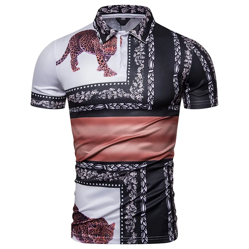 

New men's court short-sleeved leopard print for summer 2019