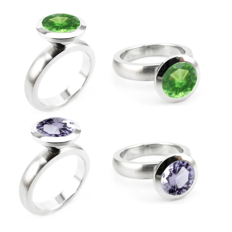 DIY 12 Colors Round Birthstones Zircon Stones 316 Stainless Steel Rings Wedding for Women wedding rings finger rings womens ring jewelry rings ring jewelry round rings