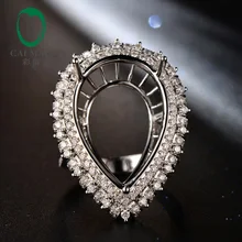 14K White Gold 24.5×16.5mm Pear Cut 1.77CT Diamond Engagement Semi Mount Ring Setting free shipping
