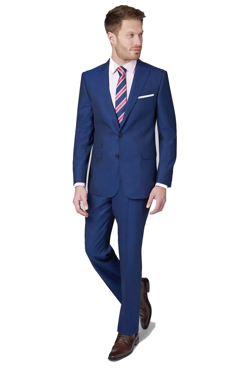 New arriving custom made 2 button peak satin lapel mens suits slim fit