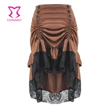 Коричневые и черные кружевные оборки длинные винтажные юбки в готическом стиле женские большие размеры сексуальная юбка стимпанк Одежда Викторианский корсет аксессуары