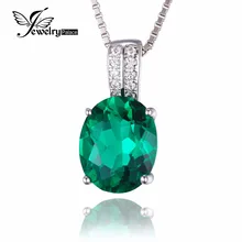 Jewelrypalace Oval Created Nano Russian Emerald Pendant 925 Sterling Silver Pendant Jewellery for Girls Not Embrace the Chain