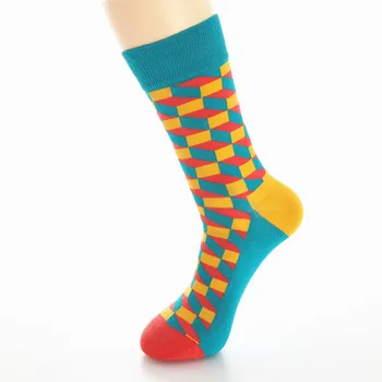 

Socks men 1 Pcs socks men summer Breathable Fashion Mans Cotton Color Block Warm Colorful Diamond Casual Dress Socks T426
