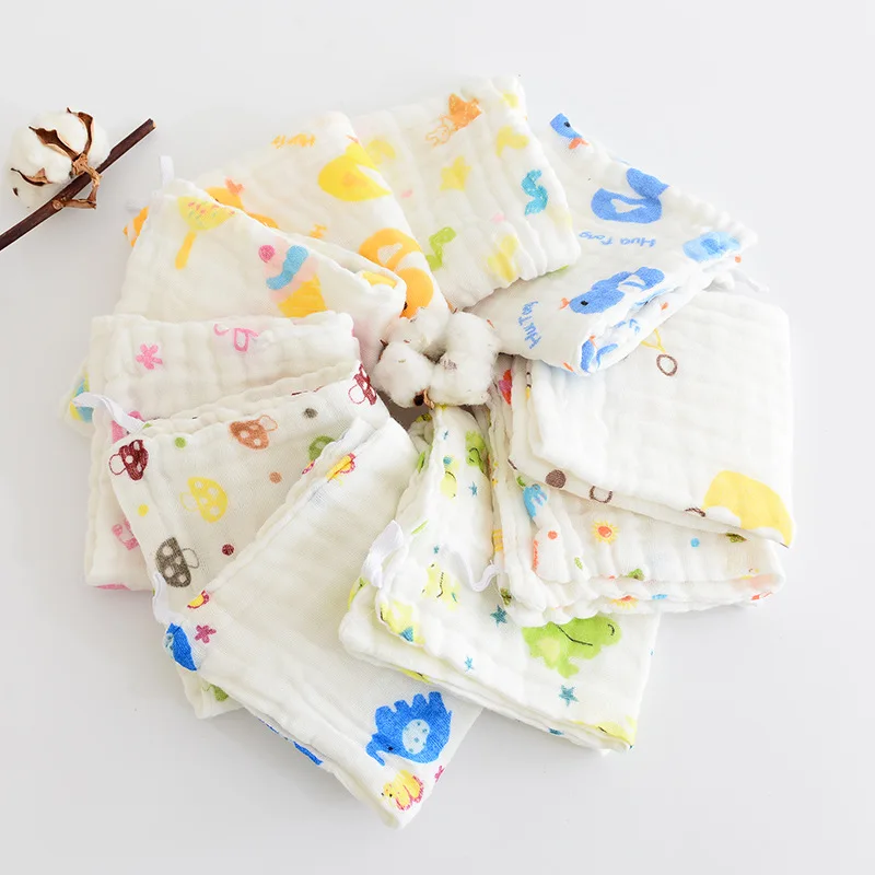 1 шт., симпатичный носовой платок для малышей с квадратным рисунком, Слюнявчик с морщинами, муслиновое полотенце, хлопковое детское полотенце для лица