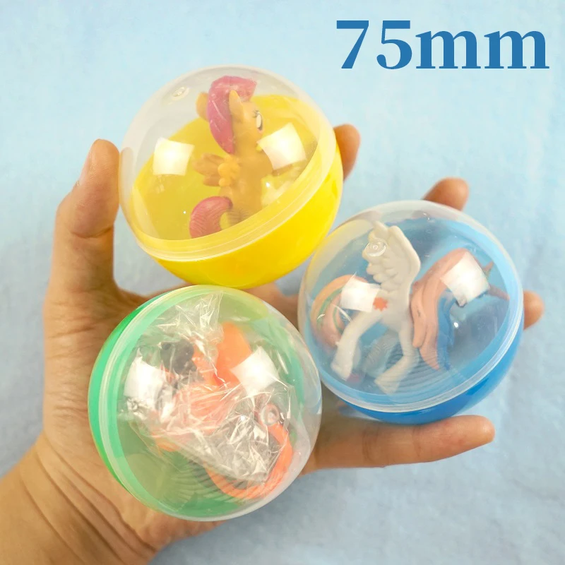 

Vending machine toy 75mm 3pcs/pack transparent plastic Surprise ball capsules toy with inside different figure Shilly Egg Balls