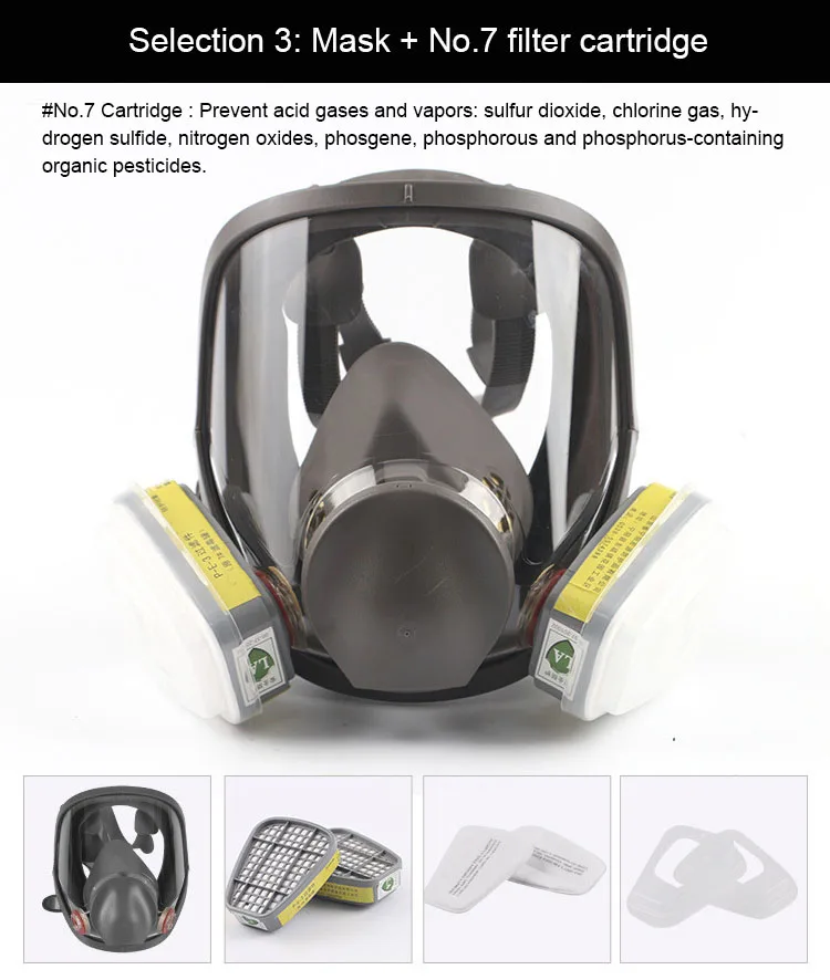  Gas masks Full Face Respirator for Industry Spraying Painting Chemical Pesticides Formaldehyde Haze Fog 6800 Protective Masks (9)