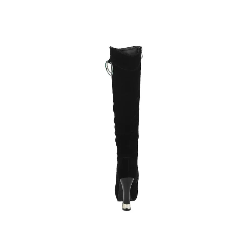 43 Femmes 2018 Garder Grande Fermeture Bottes Noir Au Talons Haute Sabot D'hiver Taille Genou Chaud Côté Lxunyi Chaussures 34 Nouveau Éclair Femme d1xtS1q