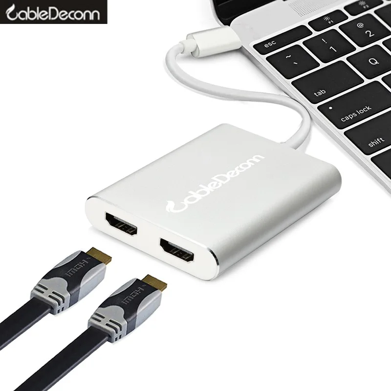 Thunderbolt 3 к двойному hdmi адаптеру usbc несколько хаб Тип c 2 кабель конвертер