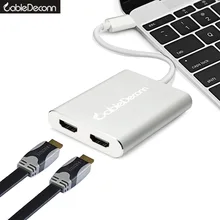thunderbolt 3 to dual hdmi adapter usbc multiple hdmi hub type c 2 hdmi cable converter extend to different image for XiaoMi hp
