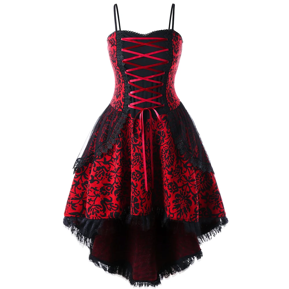 Wipalo, модное сексуальное платье размера плюс со шнуровкой, облегающее платье с корсетом, кружевное вечернее женское повседневное готическое платье с эффектом пуш-ап, XL-5XL - Цвет: Red