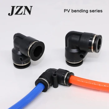

( 10 PCS ) Black L-type 90 degree right angle two-way elbow quick insert pneumatic pipe joint PV4/6/8/10/12/14/16mm