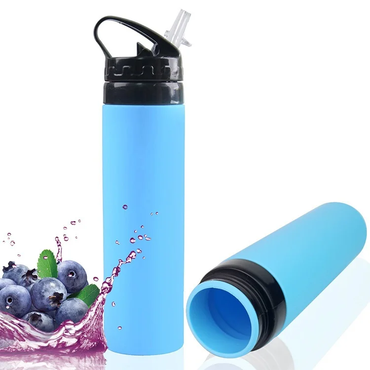 

600ml Portable Motion Squeeze Water Bottle For Sports Camping Hiking Climbing Foldable Silicone Outdoor Drink Gym Sports Kettle
