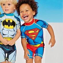 UPF50+ Child Swimwear Minions Bathing Suit Batman Swimming Boys Captain America Kids Sport Beachwear One Piece Baby Swimsuit