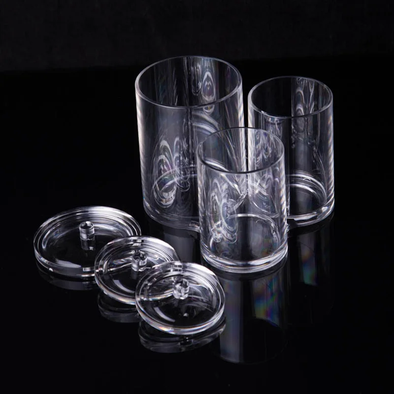 

Clear Cotton Swab Storage Holder With Cover Acrylic Makeup Organizer Box Cosmetic Make Up Tool Lipstick Eyeliner Case Container