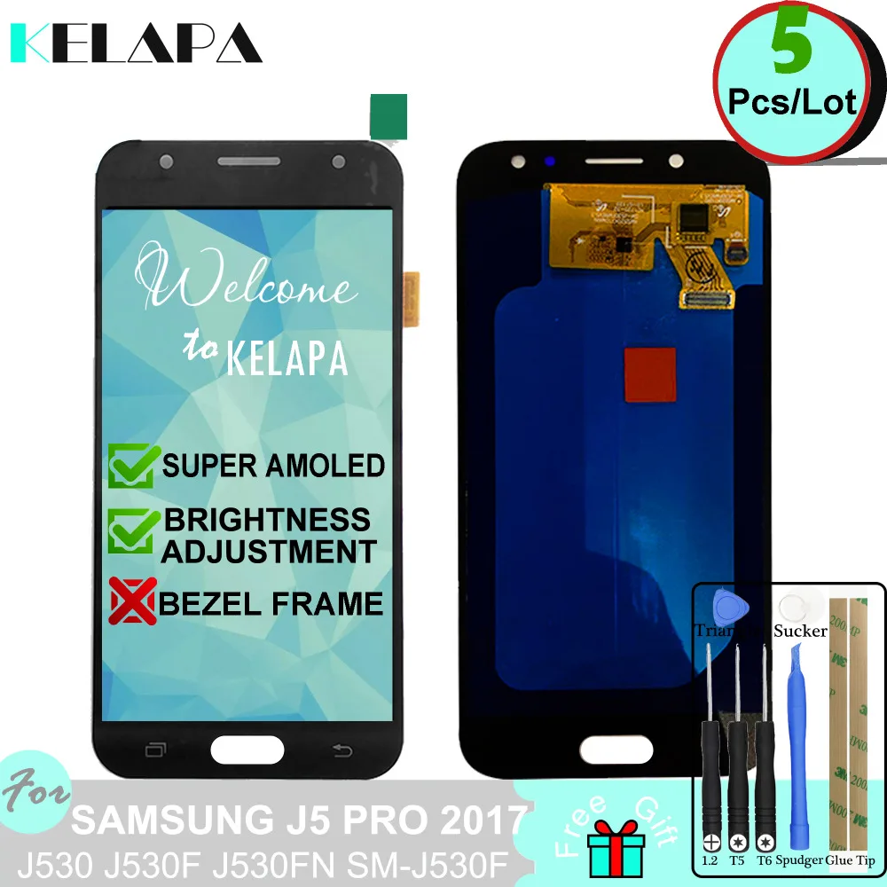 

5 pcs Super AMOLED LCD For SAMSUNG GALAXY J5 Pro 2017 J530 J530F J530FN SM-J530F Touch Screen Digitizer Assembly
