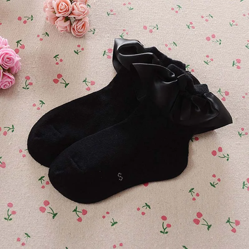 Коллекция года, брендовые нескользящие носки для девочек кружевные носки принцессы с оборками для маленьких девочек, летние носки для детей возрастом до 8 лет - Цвет: Черный