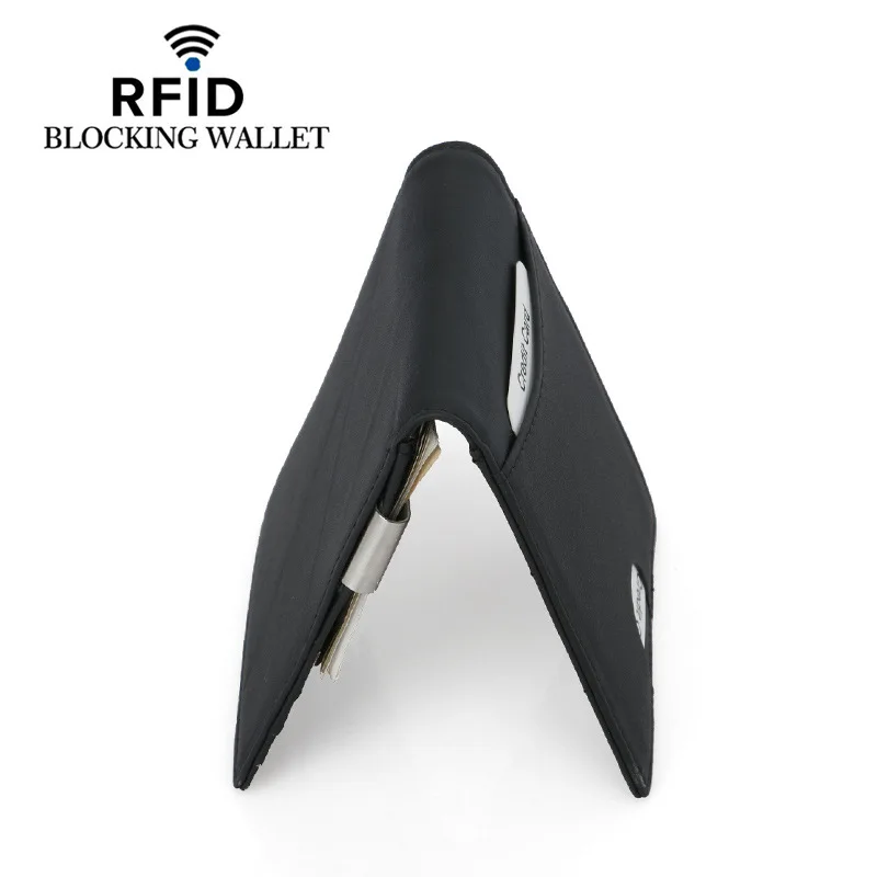 Кожаный зажим для денег и Кредитная карта кошелек rfid Блокировка держатель