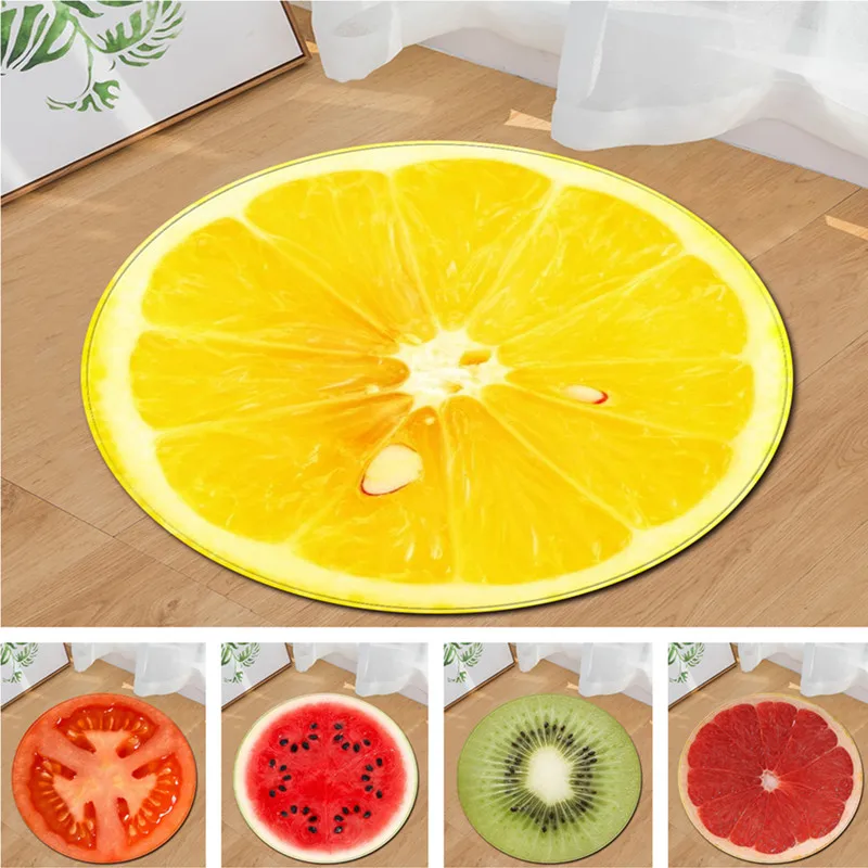

Fruit round carpet 3d print lemon area rug kids room bedroom livingroom baby playmat chair floor mat door parlor hallway tapete
