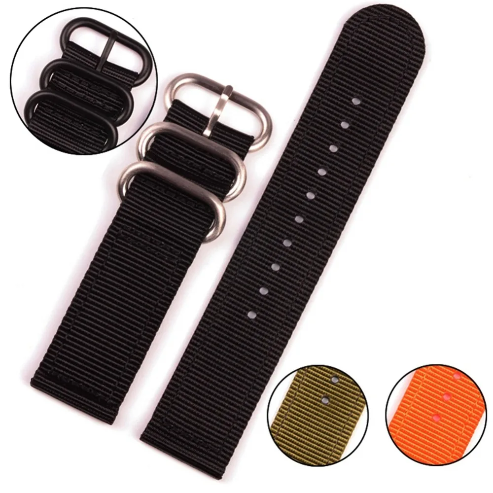 

Wholesale High Quality 20mm 22mm 24mm Two Parts Nylon ZULU Watch Band for Military Watch with Black Buckles