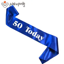 10 Pcs Feliz aniversário convites do presente do divertimento de cetim sash 18 21 30 40 50 60 lembrança de aniversário fontes do partido do evento decoração(China)