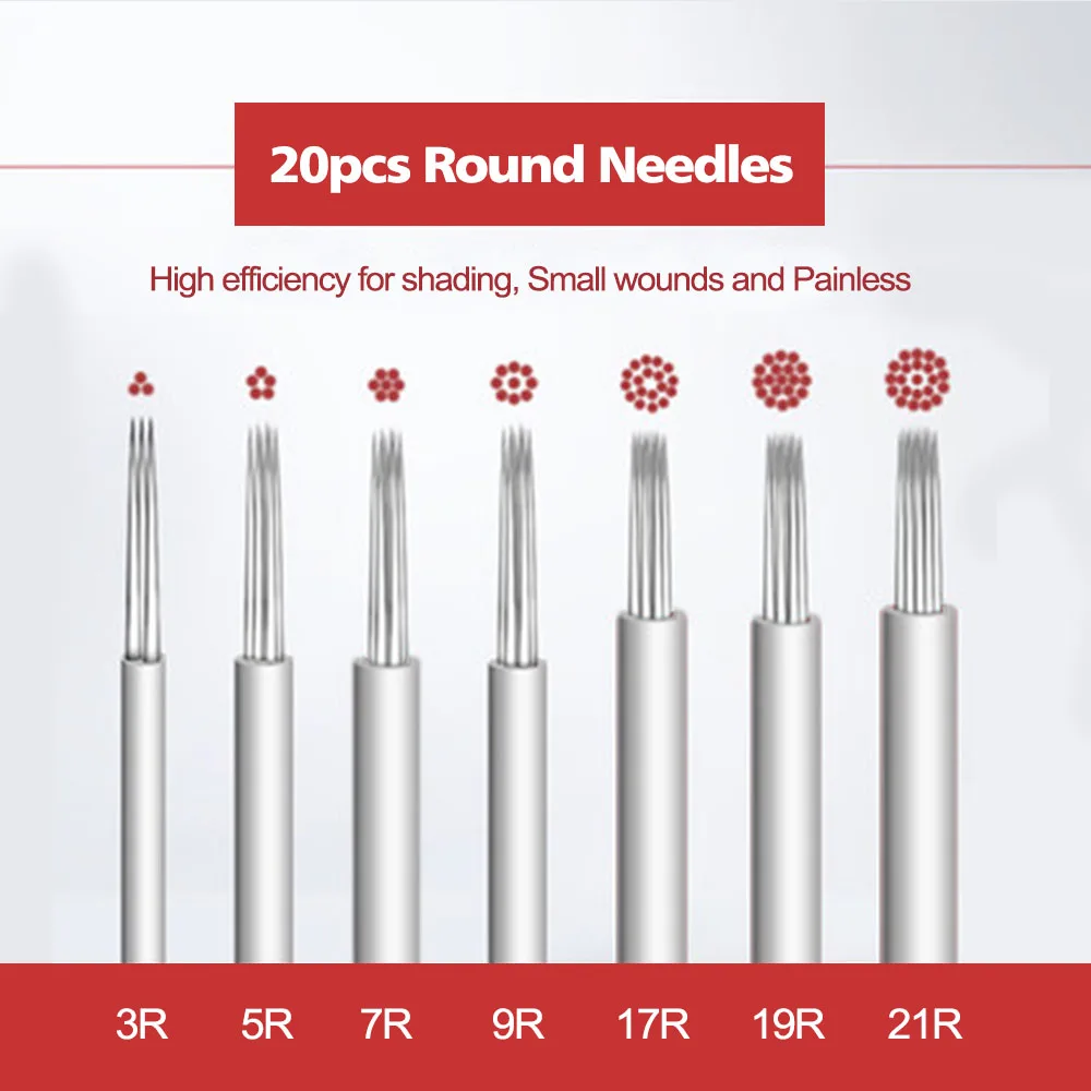 20 штук иглы татуировки для ручного Перманентный макияж туман затенение иглы для макияжа бровей татуировки 3/5/7/19 pin