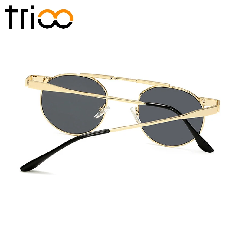 TRIOO ретро дизайн круглые солнцезащитные очки унисекс цветные линзы в стиле панк трендовые UV400 Gafas Lunette De sol Золотой Металл