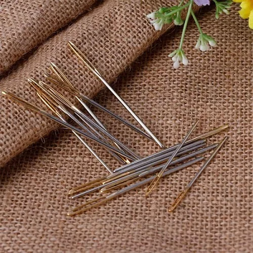 18pcs Wool Needles Large Sewing Needles Gold Eye Needle Embroidery