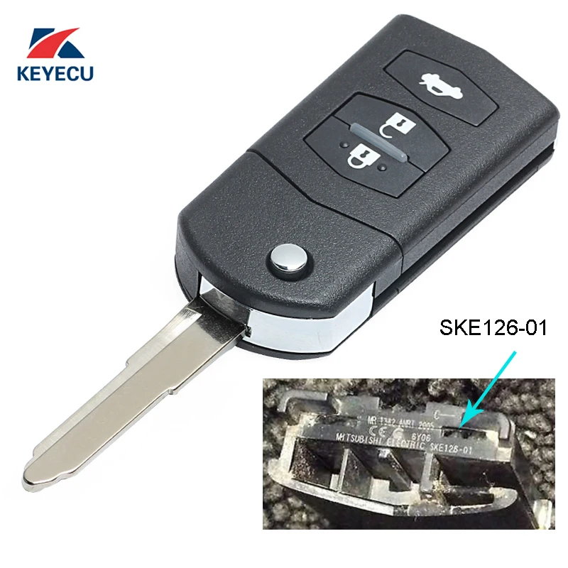 

KEYECU Replacement Flip Remote Car Key Fob 3 Button 433MHz 4D63 for Mazda 2 / 3 / 5 / 6 / MX5 / CX7 (SKE126-01)