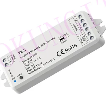 

1CH*5A 12-24VDC 2-Wires WW+CW CCT CV Controller V2-S Dual-line color temperature lamp bar controller