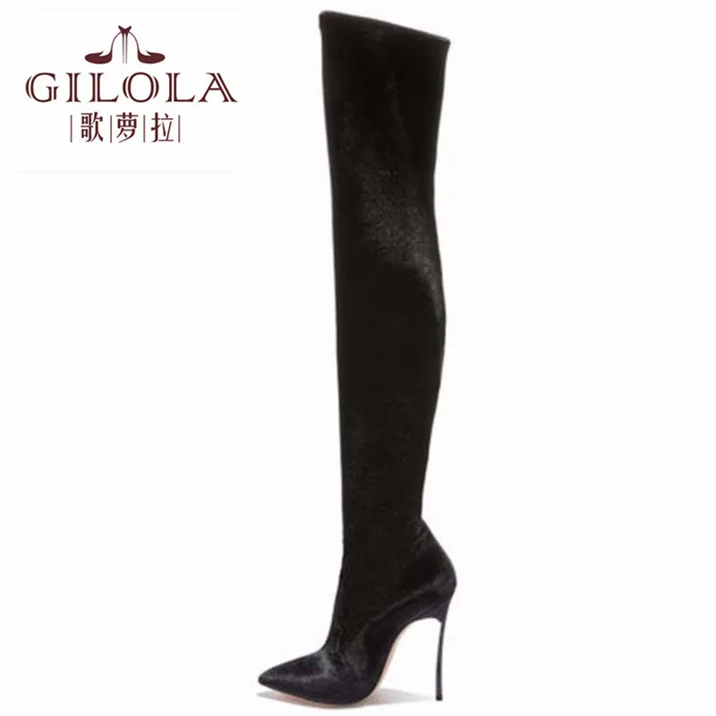 

12cm Thin Heels Fashion Long Motorcycle Women Over The Knee Boots Long Autumn Winter Shoes Black Plus Size 42 43 #Y0116930Q