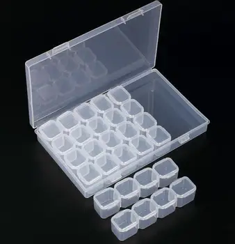 

28-grid Nail Art Storage Case Glitter Gems Decoration Box Empty Cosmetic Jar Pots Container Refillable Bottles 11cm X 17cm