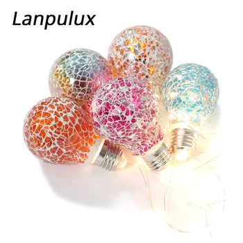 

Lanpulux 5Pcs Mosaic Glass Bulb Shape LampHoliday Wedding Props Home Decor Lighting Night Light Retro Romantic Light Fixture
