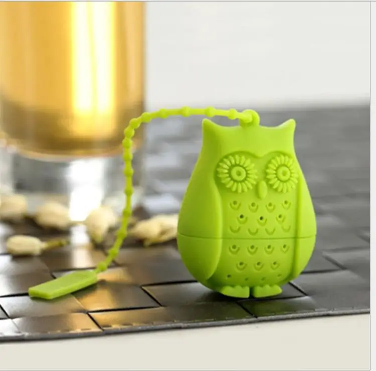 

2016 Hot Sale Owl Tea Bags Strainers Silicone Teaspoon Filter Infuser Silica Gel Filtration Silicone loose-leaf Tea Infuser Filt