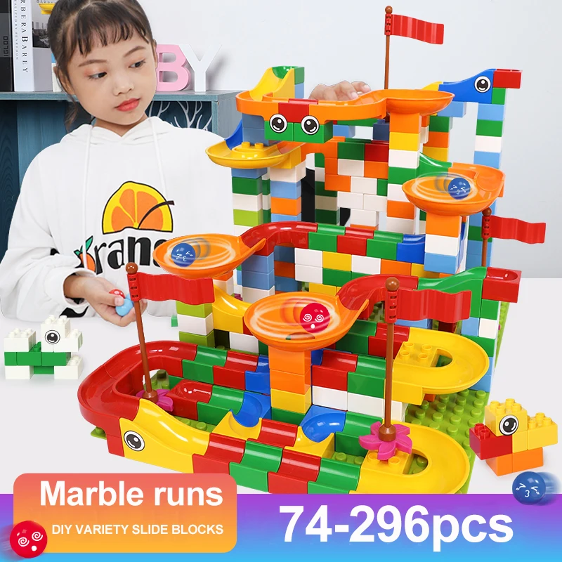 

2-296 PCS Marble Race Run Maze Ball Track Building Blocks ABS Funnel Slide Assemble Bricks Compatible LegoINGlys Duplo Block