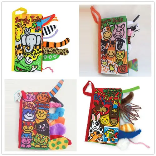 Infant Baby Toddler Kid Child Crinkle Charming Animal Tails Cloth Book for Baby Development Brain Toy Infant Baby Toddler Kid Child Crinkle Charming Animal Tails Cloth Book for Baby Development Brain Toy