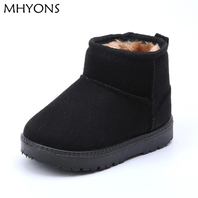 MHYONS/детская обувь для малышей Детские зимние теплые ботинки плюшевые зимние ботинки на толстой подошве для мальчиков и девочек большие размеры 22-33