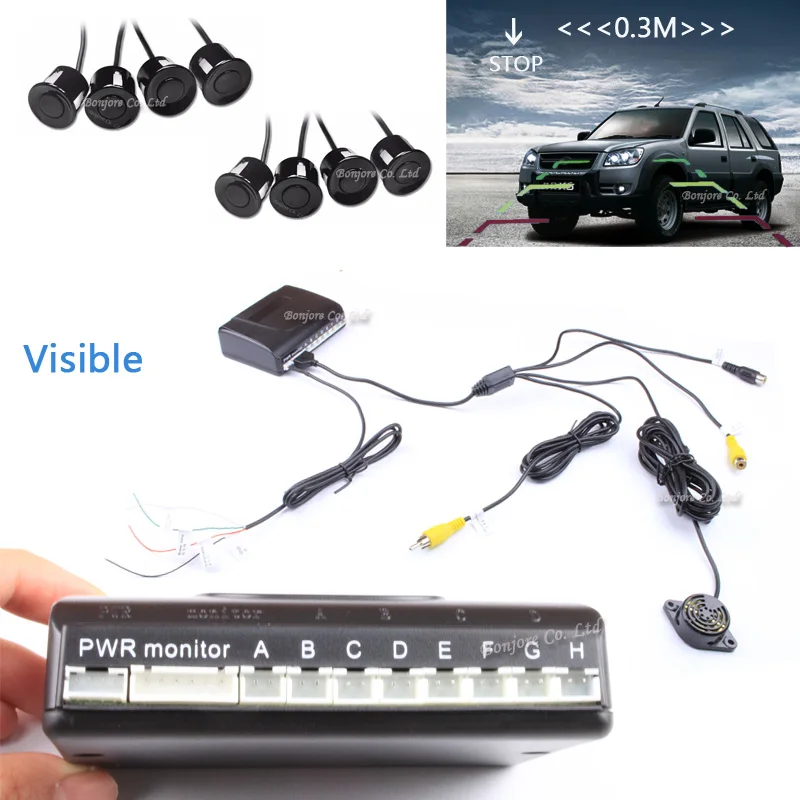 Beste Koorinwoo 2019 Parktronics Auto parkeersensoren 8 6 4 Radars Alarm Sonde detector RCA Video Systeem Show Afstand afbeelding Assistance