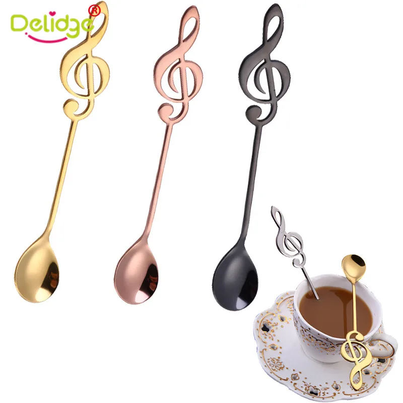 

Stainless Steel Musical Note Dessert Spoon Music Coffee Stir Milk Tea Tableware Puer Medicine Flatware Ball Scoop Kitchen Tool