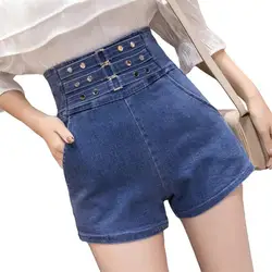 2019 г. летние модные женские высокая талия джинсовые шорты Эластичность Тонкий комплект эластичной одежды с шортами повседневная тонкая