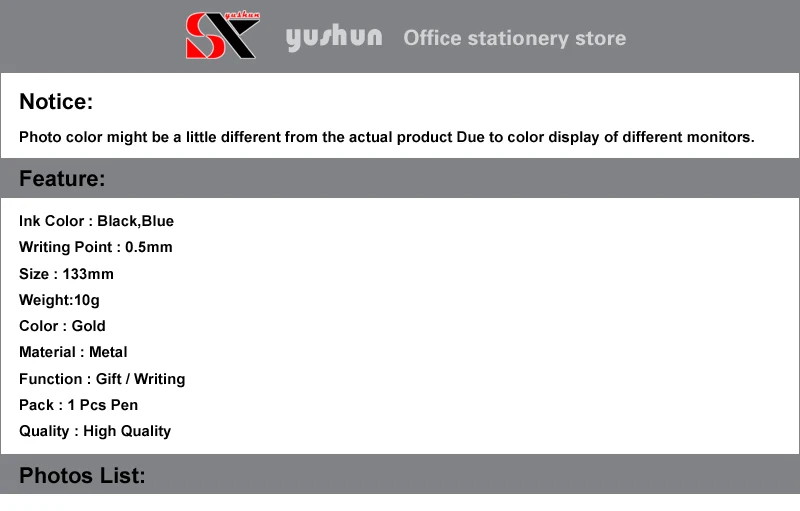 Бренд Yushun, металлическая шариковая ручка, роскошная шариковая ручка, в комплекте, золотая, лучше, благородная ручка для бизнеса, для письма, подарочная ручка, для офиса