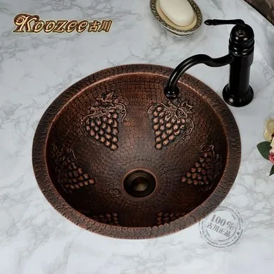 

Retro whole audience copper basin artistic handmade circular bathroom sink