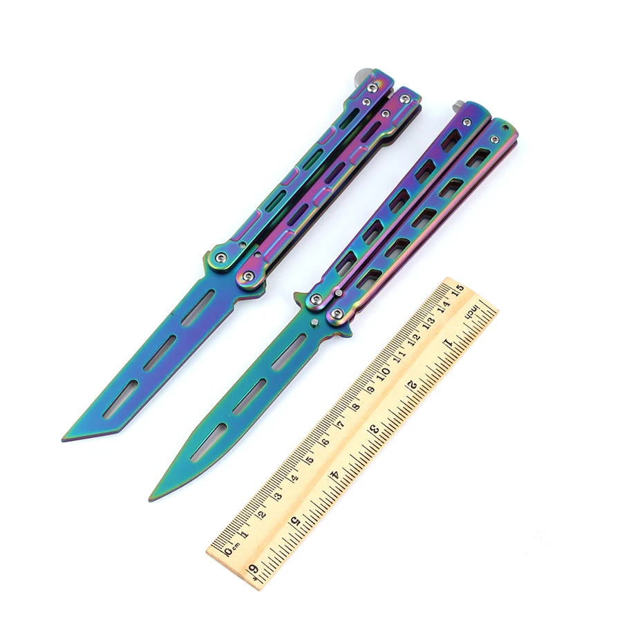 

Colorful Folding Blade Balisong Knife Butterfly Practice Game Butterfly Training Trainer Knife Tool Gift No Sharp