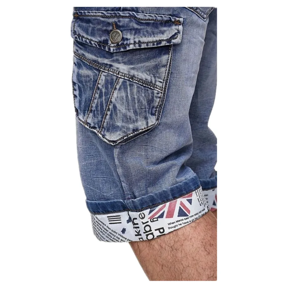 ABOORUN мужские модные джинсовые шорты Карго с большими карманами, лоскутные шорты, Летние повседневные шорты Карго для мужчин R1031
