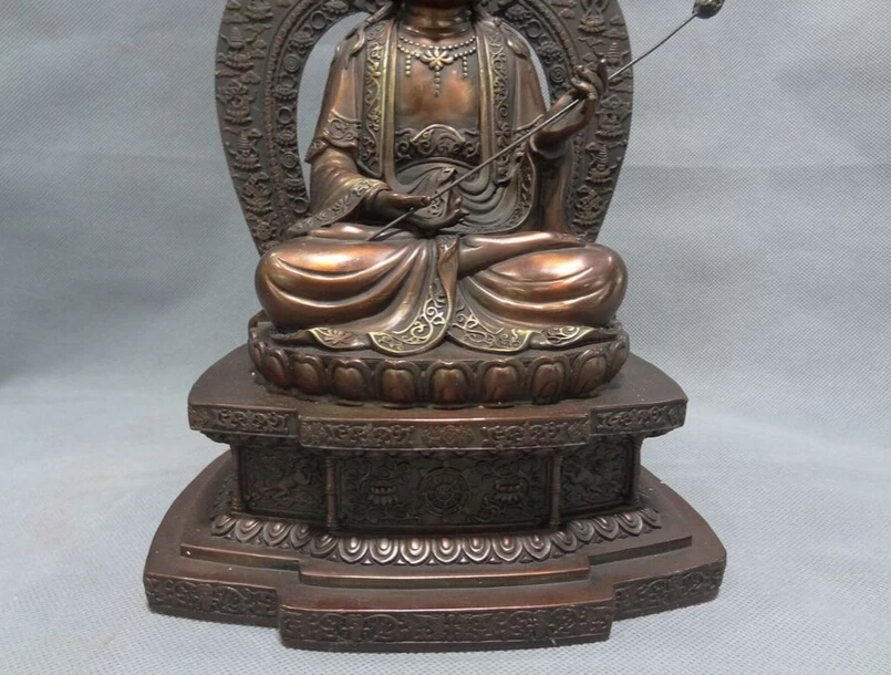 Песня voge Gem S3165 12 &quotКитайская чистая бронза Joss Supreme Deity Lotus Guan Yin Kwan статуя