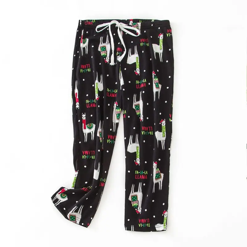 

2019 Summer Plus size Pants Women Casual Cartoon sleepwear bottom Ladies Calf-Length length pants Female 100% cotton Trousers