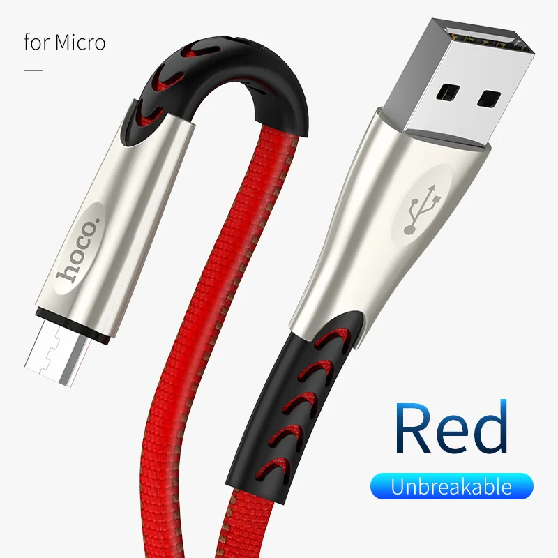 Hoco 2.4A алюминиевый сплав Micro USB кабель 1,2 м для Xiaomi Redmi Note Быстрая зарядка USB ЗУ для мобильного телефона кабель для передачи данных для Samsun - Цвет: Red