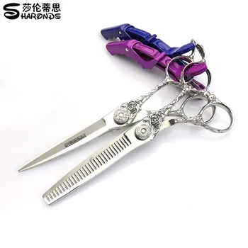 

Japan 440c Professional Salon Hairdresser Scissors Thinning Scissors 17.5cm Stainless Steel Cutting Scissors