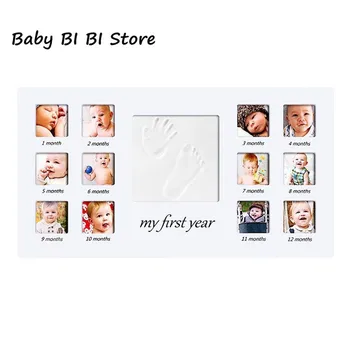 

Newborn Hand and Foot Prints Print Mud Photo Frame One Year Old Baby Infants Photos DIY Gifts Commemorative Photography