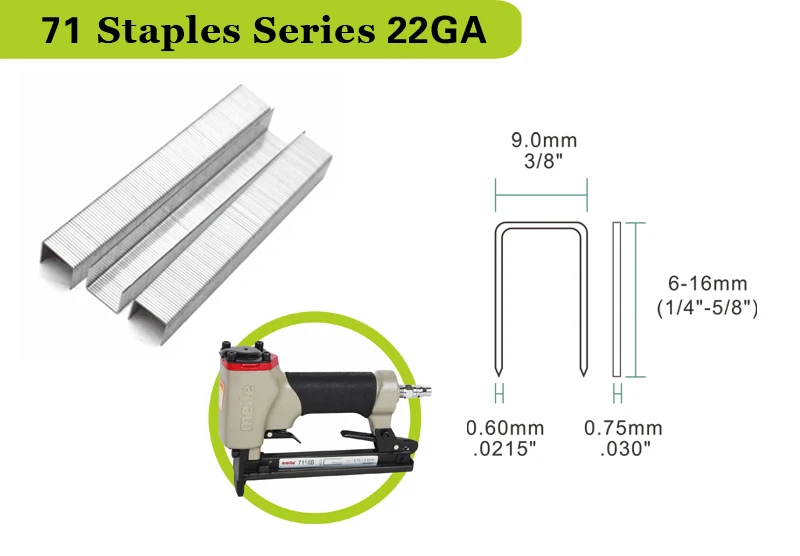 MEITE 7116B 3/8 &quot(9 0 мм) Корона 22 GA пневматический степлер для шкафа воздуха мощный