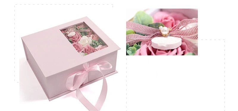 JAROWN Artificial Soap Flower Rose Gift Box Wedding Souvenir Valentine's Day Creative Birthday Novelty Gift Rose Soap Home Decor (6)